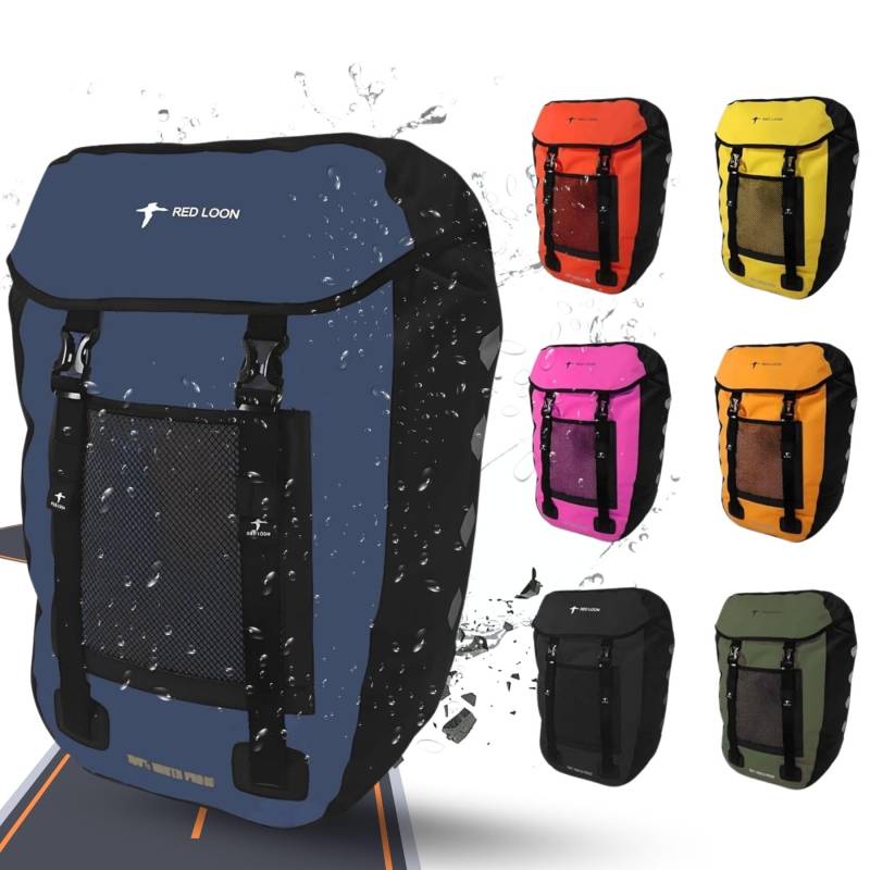 Red Loon Fahrradtasche eBike Hinten - Bike Packing - Wasserdichte Radtasche für Gepäckträger - Hinterradtasche - Gepäckbox LKW-Plane Pro Plus Dunkelblau von Red Loon