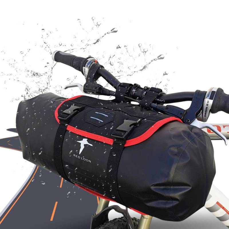 Red Loon Lenkertasche Fahrrad Packtasche - 10 Liter Fahrradtasche Lenker - Rollpack Tasche wasserdicht Dry Bag Pannier - Lenkerrolle Fahrradlenker Packtasche abnehmbar von Red Loon