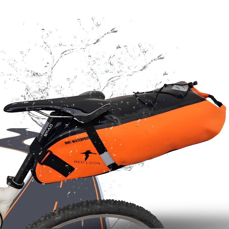 Red Loon Fahrrad Satteltasche Fahrradsitz Tasche Backloader Bike Packing - 15Ltr - wasserdicht reißfest - Rollverschluß - Fahrradtasche Packtasche Radtasche aus LKW Plane von Red Loon