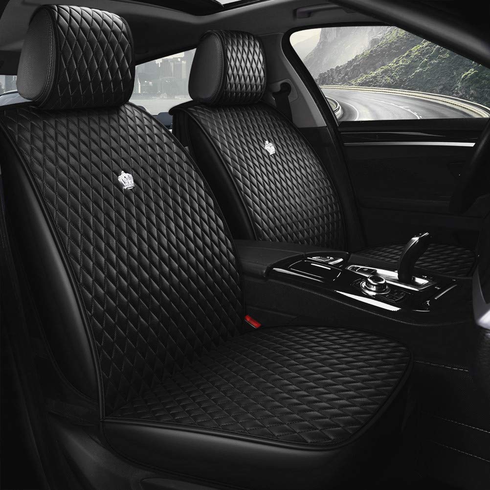 Luxus-Autositzbezüge, Leder, für Vorder- und Rücksitz, mit Airbag-kompatibel, 9 Stück, Universal-Leder-Sitzbezüge, passend für Auto, SUV, B-Schwarz von Red Rain