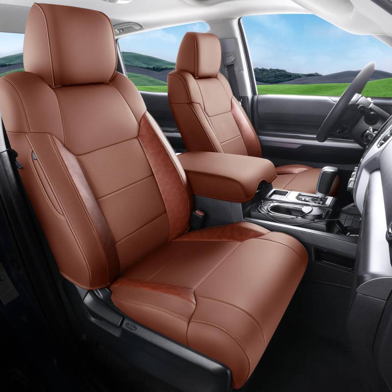 Red Rain Tundra Sitzbezug aus Leder, vollständiges Set für Toyota Tundra CrewMax 2014-2021, braun von Red Rain