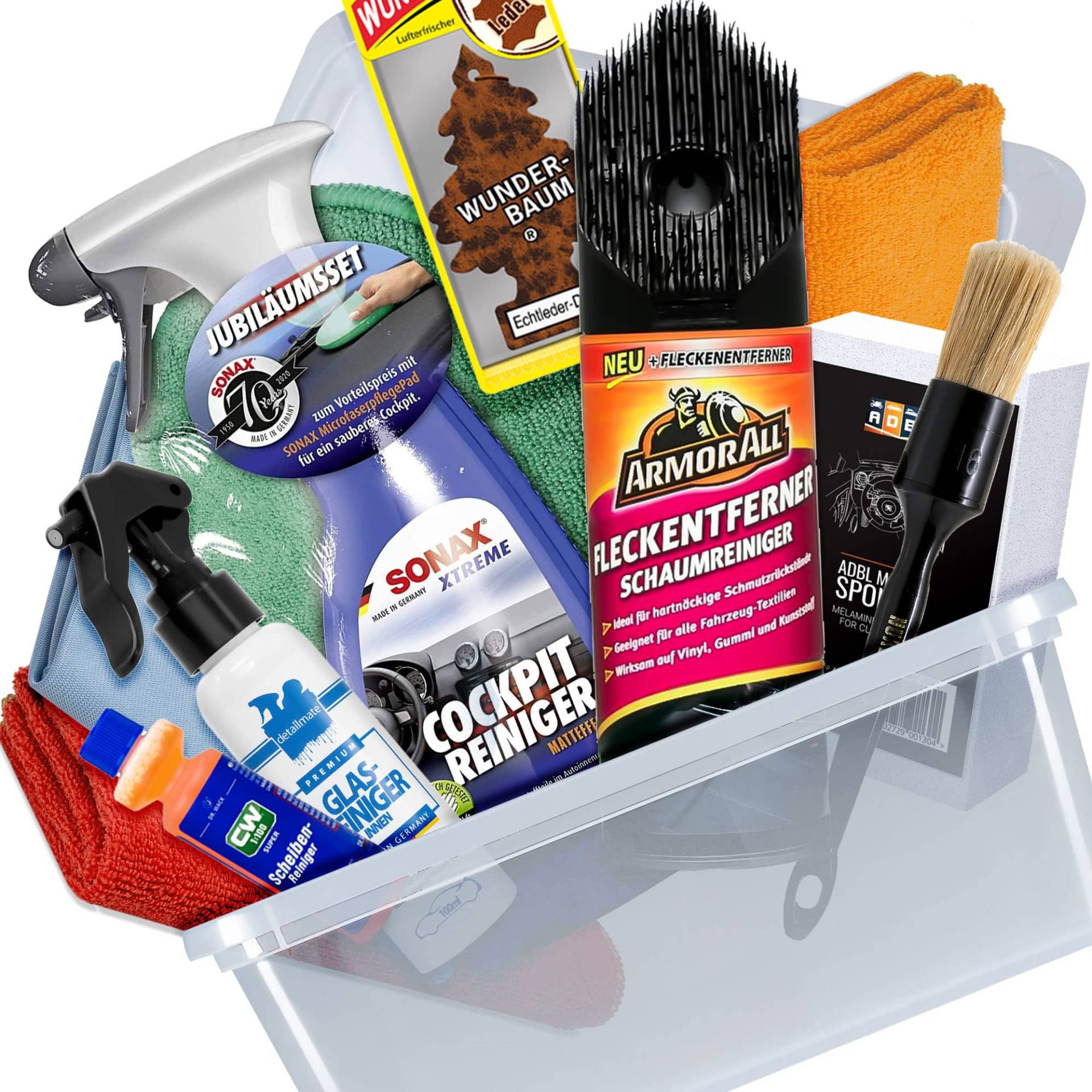 Auto Innenraum Reinigungs Bundle - Red Wash - 11 tlg. mit ARMORALL Schaumreiniger 0,4L | Dr. Wack Scheibenreiniger 75ml | SONAX Cockpit Reiniger Aktionsset |Passendes Zubehör + Wunderbaum Echt Leder Auto Innenraum Reinigungs Bundle - Red Wash - 11 tlg. mit ARMORALL Schaumreiniger 0,4L | Dr. Wack Scheibenreiniger 75ml | SONAX Cockpit Reiniger Aktionsset |Passendes Zubehör + Wunderbaum Echt Leder von Red Wash