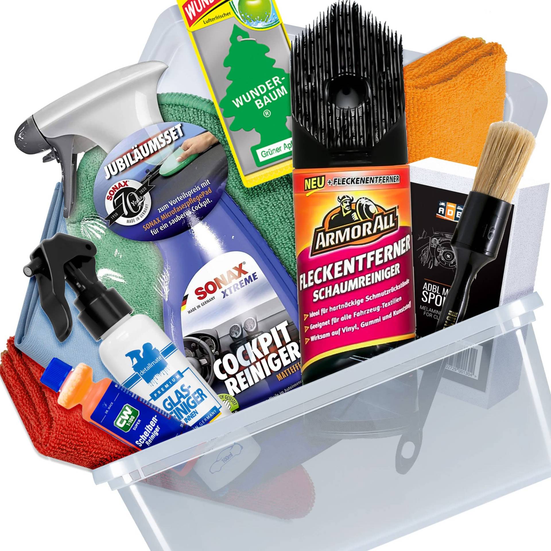 Auto Innenraum Reinigungs Bundle - Red Wash - 11 tlg. mit ARMORALL Schaumreiniger 0,4L | Dr. Wack Scheibenreiniger 75ml | SONAX Cockpit Reiniger Aktionsset |Passendes Zubehör + Wunderbaum Grüner Apfel Auto Innenraum Reinigungs Bundle - Red Wash - 11 tlg. mit ARMORALL Schaumreiniger 0,4L | Dr. Wack Scheibenreiniger 75ml | SONAX Cockpit Reiniger Aktionsset |Passendes Zubehör + Wunderbaum Grüner Apfel von Red Wash