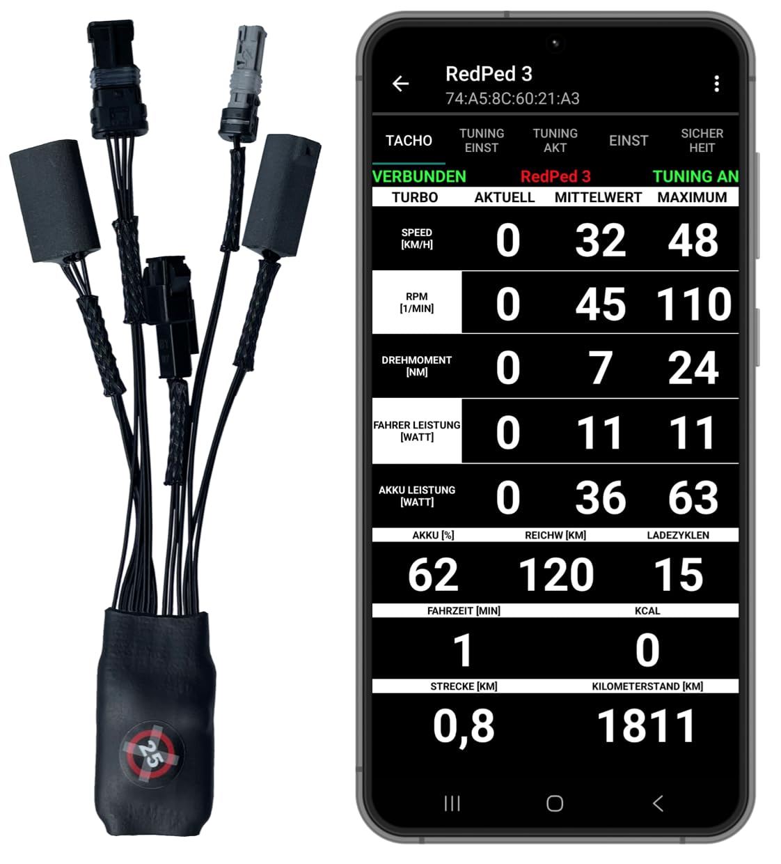 RedPed 3 für Bosch Gen2 bis Gen4 Tuning mit App (Nicht für Bosch Smart BES3) von RedPed