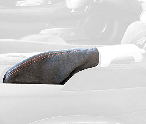 RedlineGoods Handbremsmanschette kompatibel mit Chevrolet Camaro 2010-15. Maßgeschneidert - Nicht universell. Echtes Top Qualitat Italienisches Leder. Schwarz mit Silberem Faden von RedlineGoods