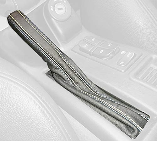 RedlineGoods Handbremsmanschette kompatibel mit Saab 9-5 1997-10. Maßgeschneidert - nicht universell. Echtes Top Qualitat Italienisches Leder. Schwarz mit Schwarzem Faden von RedlineGoods