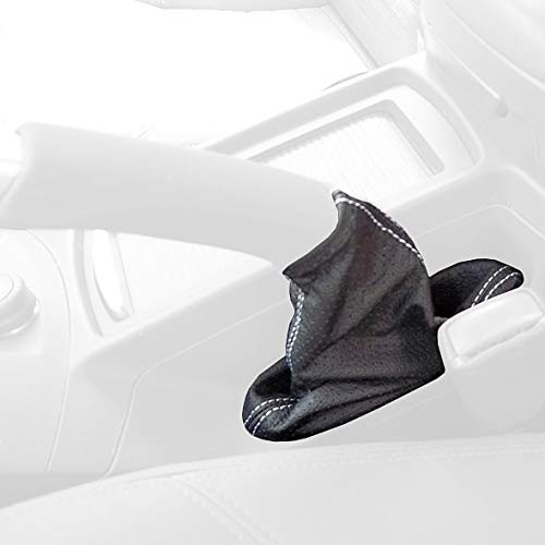 RedlineGoods Handbremsmanschette kompatibel mit Volvo V50 2004-12. Maßgeschneidert - Nicht universell. Echtes Top Qualitat Italienisches Alcantara. Schwarz mit Blauem Faden von RedlineGoods