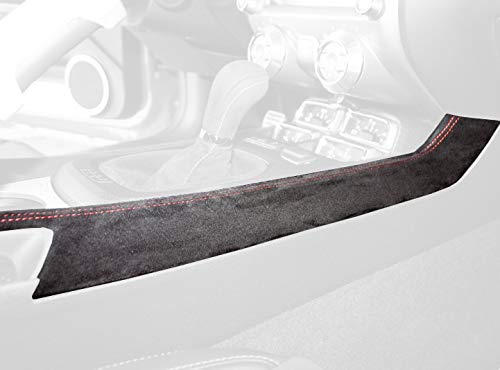 RedlineGoods Konsolebedeckung kompatibel mit Chevrolet Camaro 2010-15. Maßgeschneidert - Nicht universell. Echtes Top Qualitat Italienisches Leder. Schwarz mit Silberem Faden von RedlineGoods