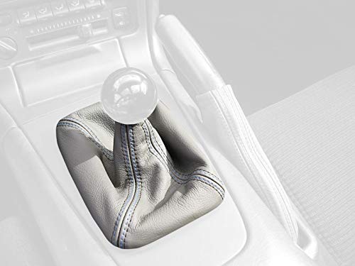 RedlineGoods Schaltsack Manschette (90-92) kompatibel mit Toyota MR2 1990-99. Maßgeschneidert - Nicht universell. Echtes Top Qualitat Italienisches Alcantara. Schwarz mit Blauem Faden von RedlineGoods