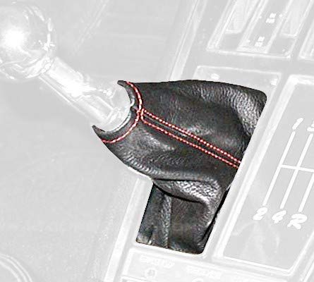 RedlineGoods Schaltsack Manschette kompatibel mit Chevrolet Corvette C3 1968-76. Maßgeschneidert - Nicht universell. Echtes Top Qualitat Italienisches Leder. Schwarz mit Camel Faden von RedlineGoods