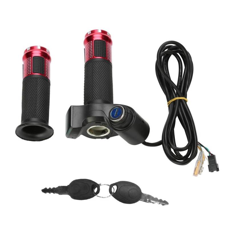Regun E-Bike Gasgriff Lenker, Drehgas-Beschleuniger mit LED-Anzeige, Elektrofahrrad Gasgriff Lenkergriffe für Elektrofahrräder E-Scooter 12V 24V 36V 48V 84V(rot) von Regun