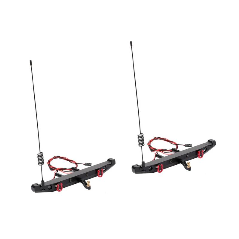 Reinscer 2X Heck Stoß Stange Aus Metall mit LED Licht Antennen Heck Haken für 1:10 RC Crawler Auto TRX4 Axial SCX10 90046 von Reinscer