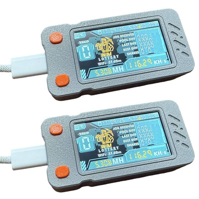 Reinscer 2X Verbesserter Nerdminer Miner 117KH/S mit Farbbildschirm Mini Bitcoin BTC Miner BTC Solo Lottery Mining Miner Nerd Miner von Reinscer