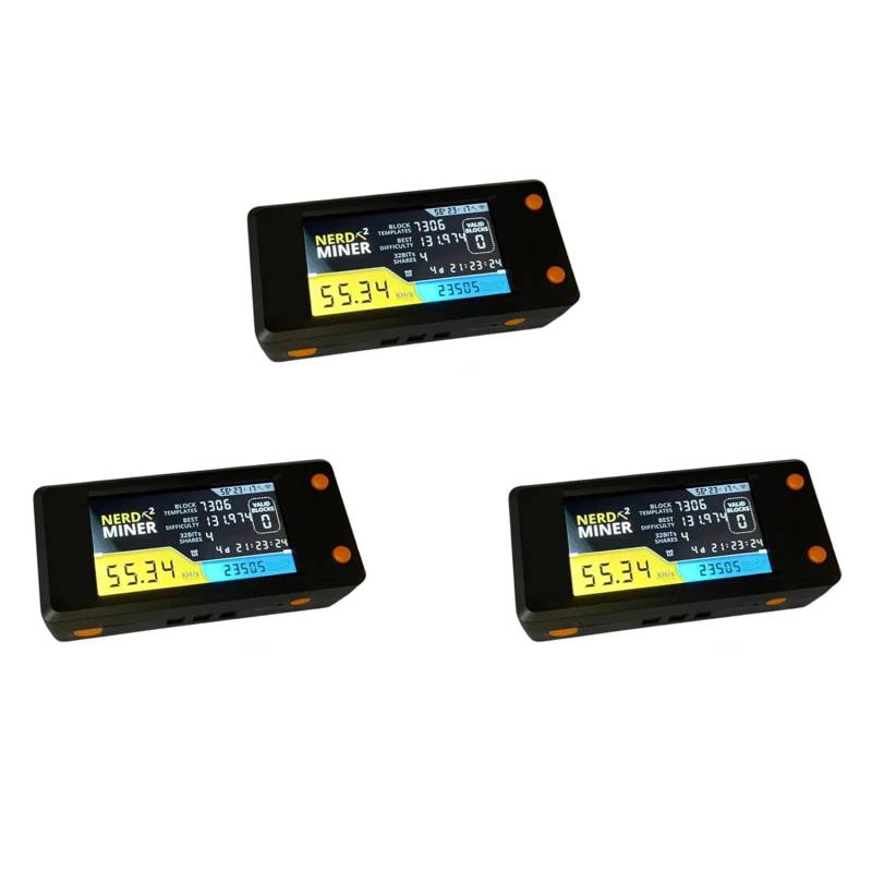Reinscer 3X NerdMiner V2 78kh/S Hashrate Bitcoin Nerd Miner BTC Lotterie Miner Solo BTC Crypto Miner Mining-Maschine mit Display von Reinscer