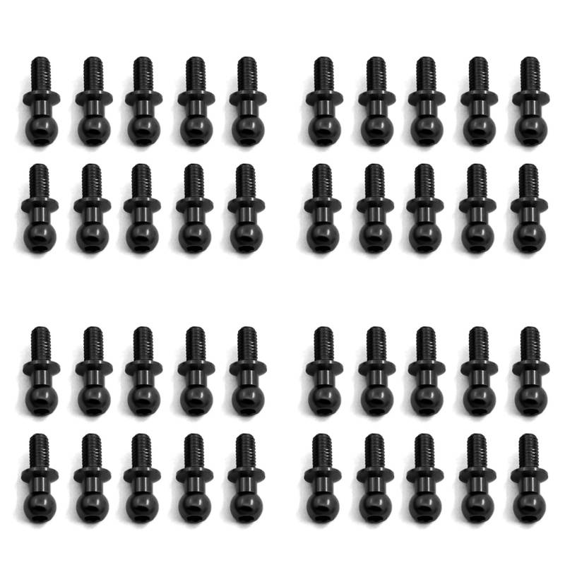 Reinscer 40 StüCke M3 Metall Sechskant Kopf Schrauben für TT01 TT02 D5 1/10 RC Drift Auto Teile Universal,Schwarz von Reinscer