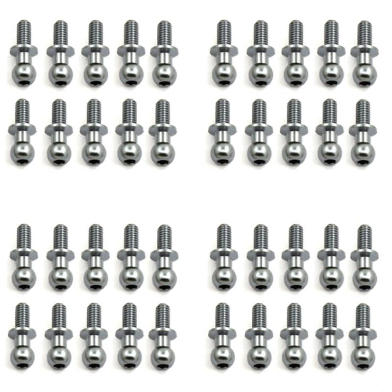 Reinscer 40 Stücke M3 Metall Sechskant Kopf Schrauben für TT01 TT02 D5 1/10 RC Drift Auto Teile Universal,Silber von Reinscer