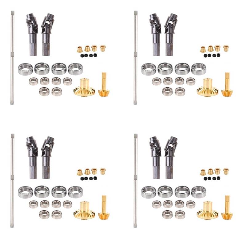 Reinscer 4X für B-1 B-14 B-24 B24 C14 C-14 1/16 Rc Auto Upgrade Metall Antriebswelle Zahn Rad Brücke Vorder Achse Voll Metall Kit von Reinscer