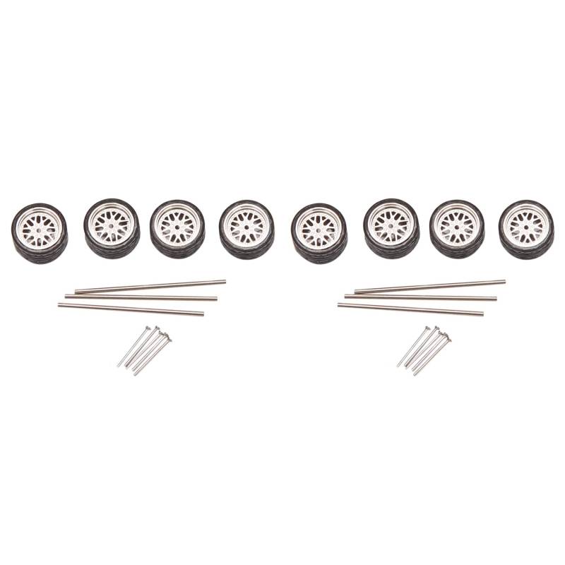 Reinscer 8 Stücke 1/64 Dampfer Alu Felgen Reifen Legierung Modell Auto General Modifizierter Reifen für 1:64 Fahrzeuge Allgemeines Modell Reifen J33 von Reinscer