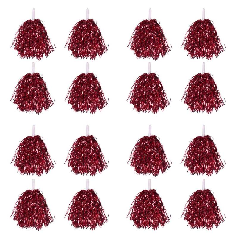 Reinscer 96 Stück Cheerleading Pom Poms Metallfolie Cheer Pom Poms mit Kunststoffgriff Rot von Reinscer