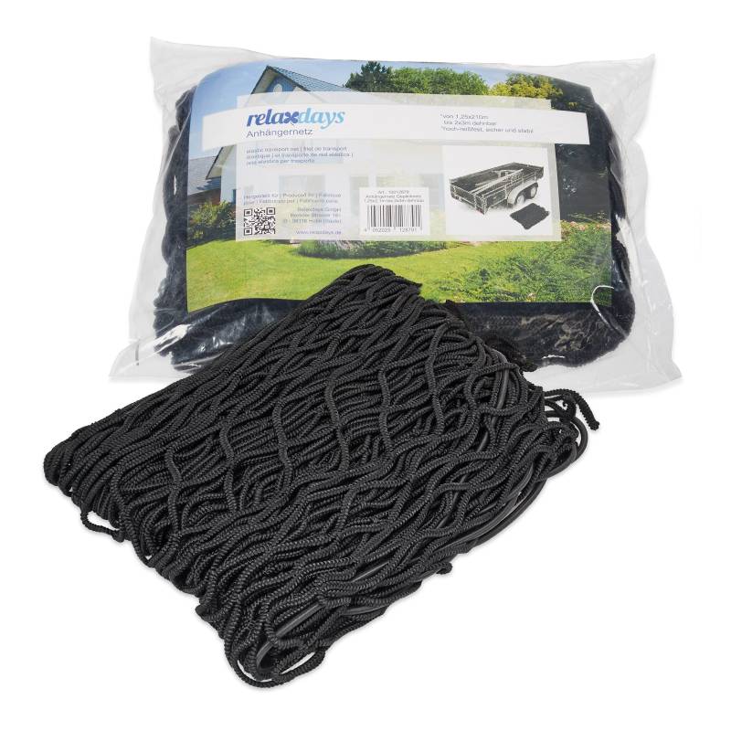 Relaxdays Anhängernetz, Gepäcknetz, dehnbar bis 3x2 Meter, schwarz von Relaxdays