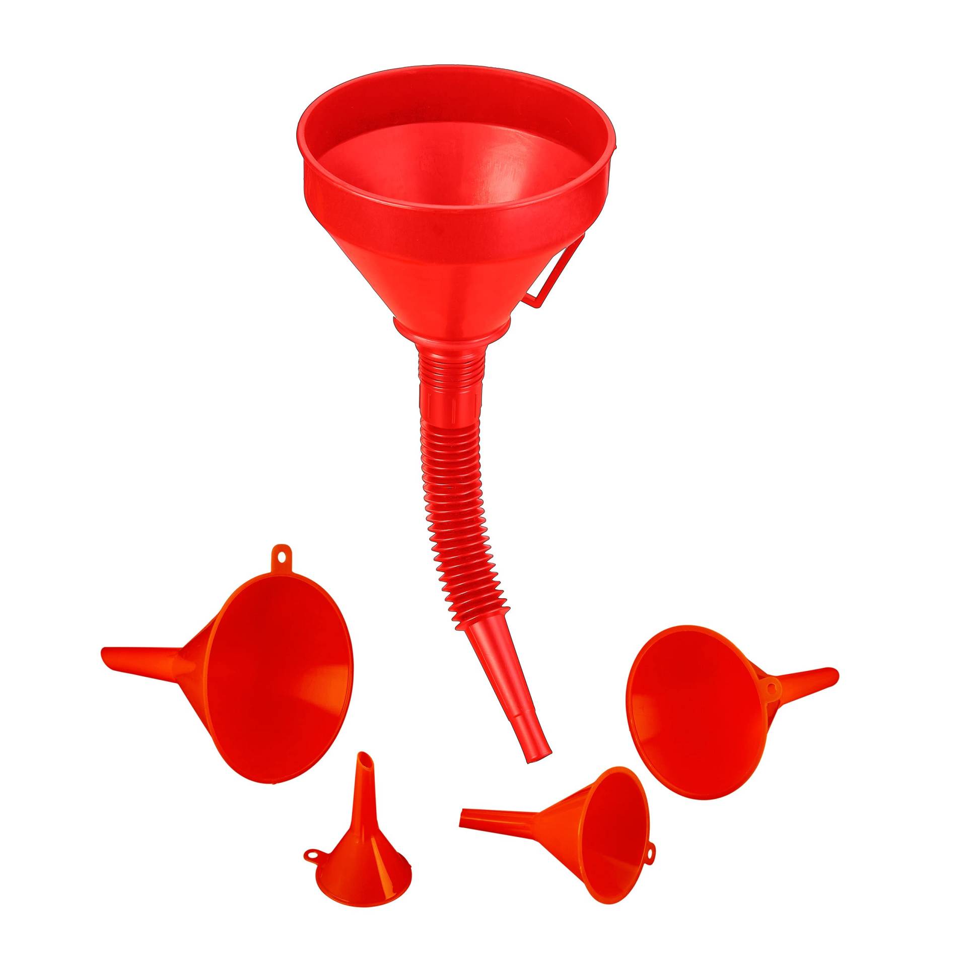 Relaxdays Trichter Set, 5 Größen, Universaltrichter mit Schlauch und Sieb, als Auto Öltrichter und Küchentrichter, rot Relaxdays Trichter Set, 5 Größen, Universaltrichter mit Schlauch und Sieb, als Auto Öltrichter und Küchentrichter, rot von Relaxdays