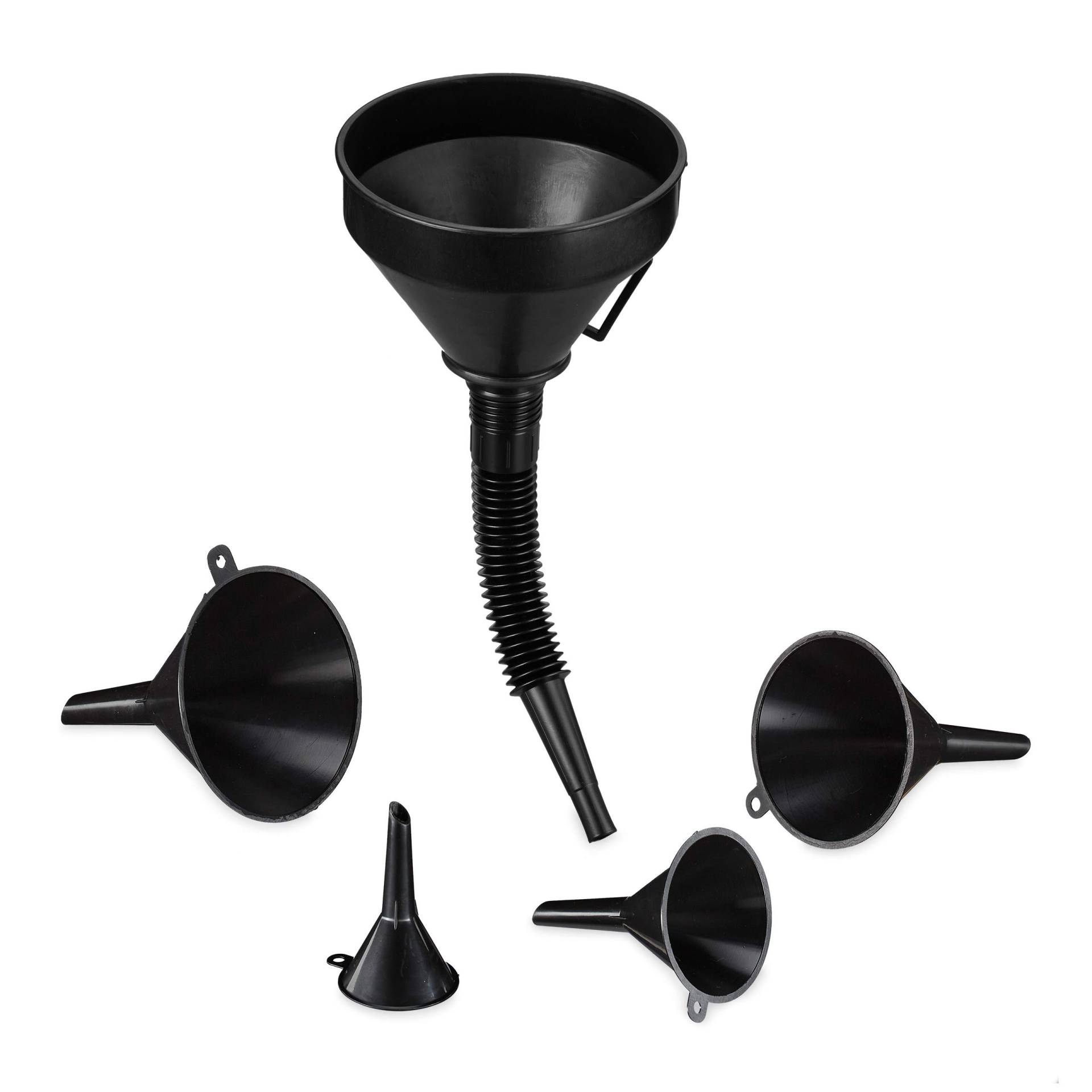 Relaxdays Trichter Set, 5 Größen, Universaltrichter mit Schlauch und Sieb, als Öltrichter und Küchentrichter, schwarz Relaxdays Trichter Set, 5 Größen, Universaltrichter mit Schlauch und Sieb, als Öltrichter und Küchentrichter, schwarz von Relaxdays
