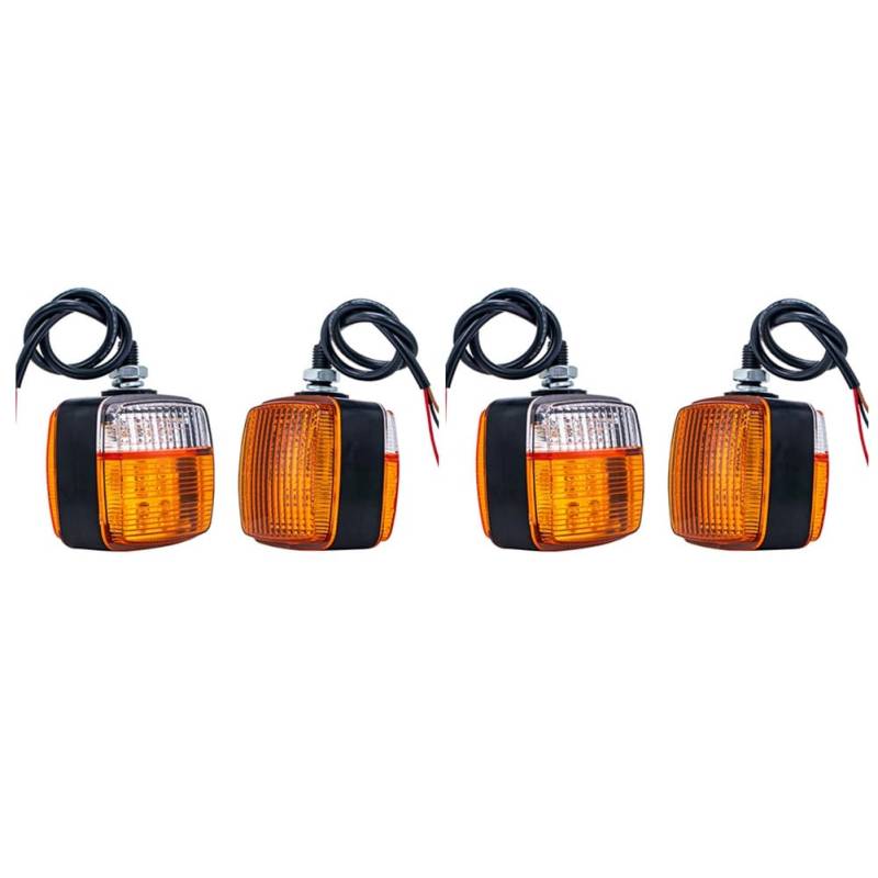 Remingtape 4X Gabelstapler-Blinker LED Doppelseitiges Kleines Licht 12V Quadratisches Abbiegelicht Standlicht Rückfahrlicht von Remingtape