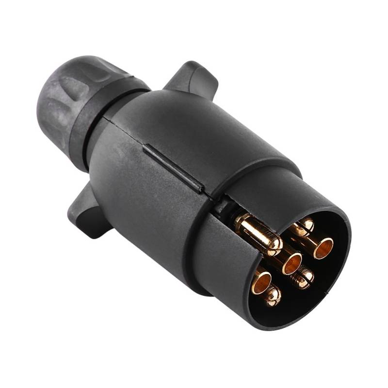 Elektrischer Anhängerstecker N-Typ Kunststoff 7-poliger Kabelsteckeradapter Schwarz 12V 7-pol PA-Kunststoff und Messing 7 poliger stecker aspöck von Akozon