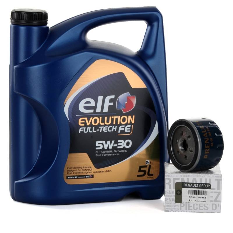 Due Service kit - Motoröl Elf Evolution Full-Tech 5W-30 5 lts + Originalfilter 8200768913 von Quorx