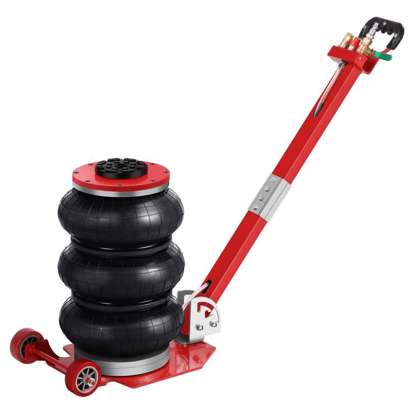 Rengue Air Jack 3 Ton 2990 kg Pneumatischer Wagenheber 3s Schnelles Heben Höhe bis zu 40cm, Air Jacks für Autos mit verstellbarem Langen Griff Heavy-Duty Triple Bag Air Jack Rot von Rengue