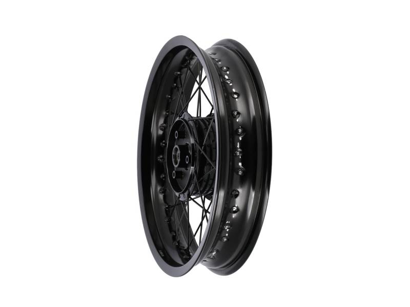 Speichenrad 3,00 x 16" Alufelge, Speichen, Nabe in Schwarz von Renner Automotive