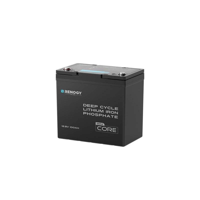 Renogy 12V 100Ah Core Mini LiFePO4 Lithium-Eisenphosphat-Batterie mit kompakter Bauweise und Kälteschutzfunktion von Renogy