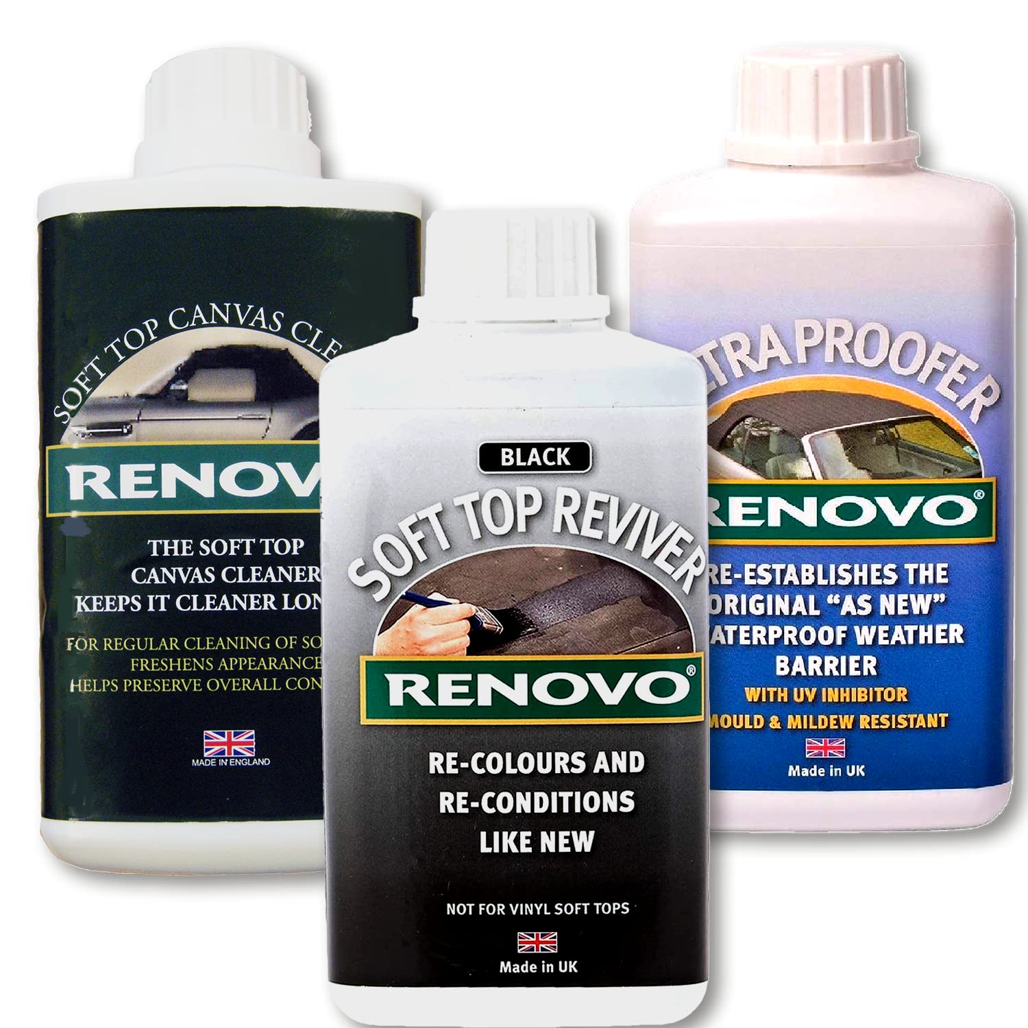 Renovo Ren-KIT2 Triple-Washer-Kit Enthält weiches Top Erneuerer/Soft Top Ultra Proofer/Soft Top Cleaner, Canvas Schwarz von Renovo