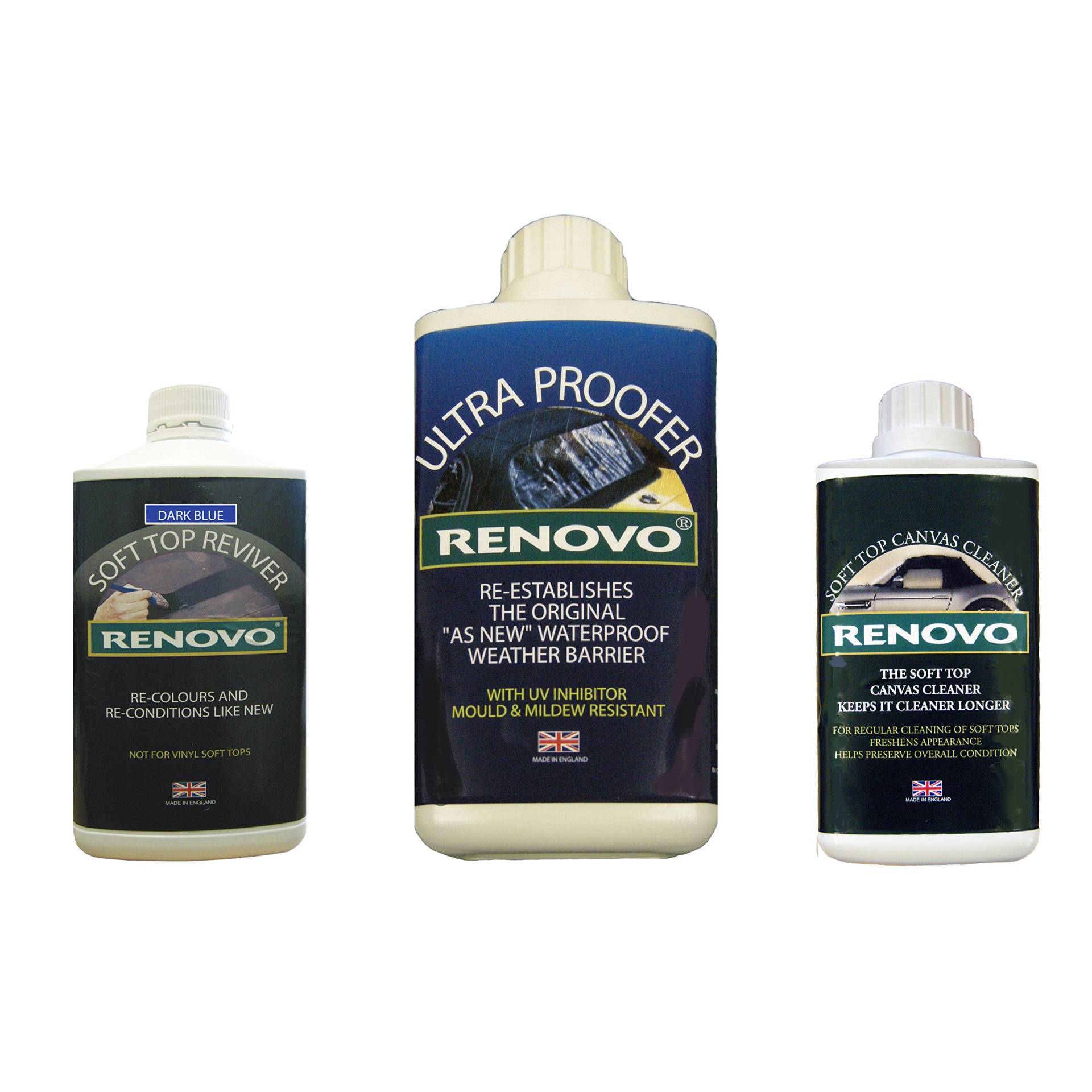 Renovo Ren-KIT4 Triple-Washer-Kit Enthält weiches Top Erneuerer/Soft Top Ultra Proofer/Soft Top Cleaner, Leinwand Blau von Renovo
