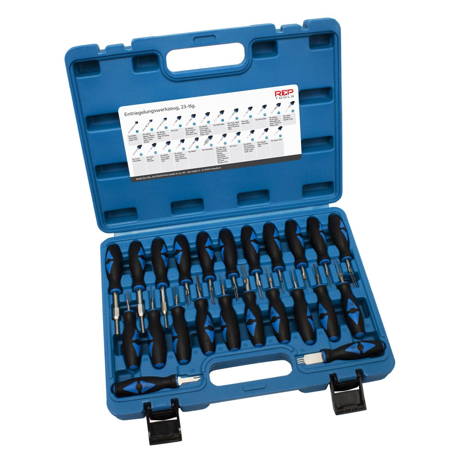 RepTools Auspinwerkzeug KFZ 23-TLG Set Entriegelungswerkzeug ISO Stecker auspinnen universal Pin von RepTools