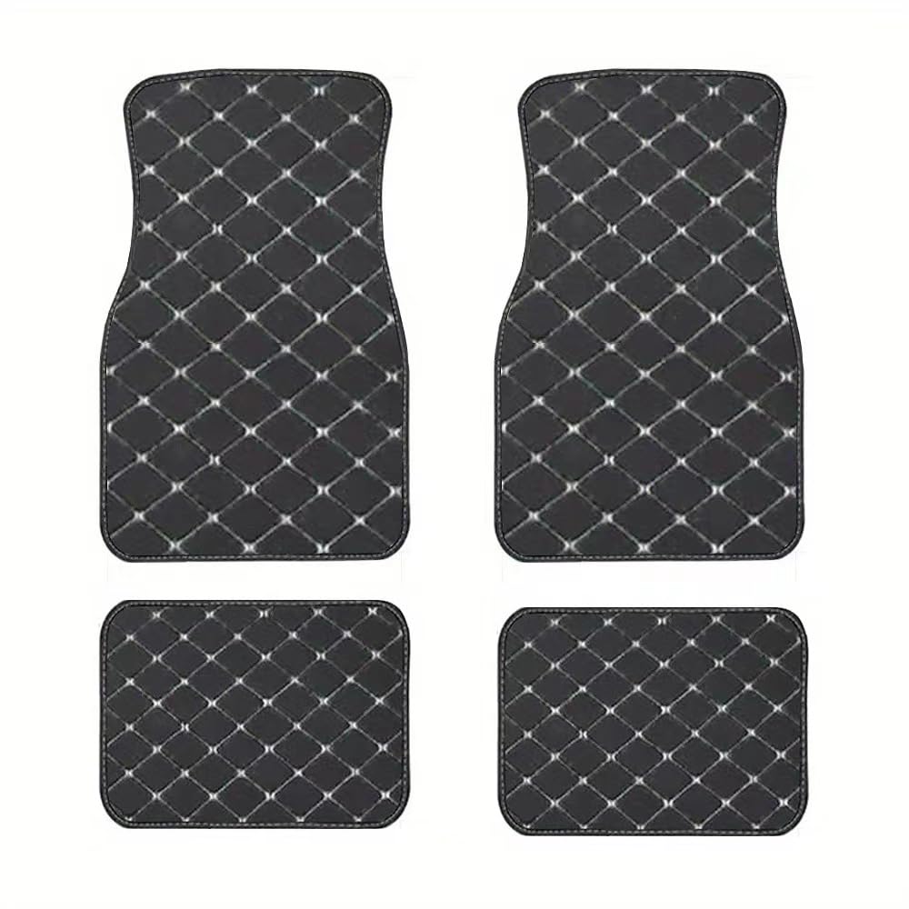 4 Stück Leder Auto Fußmatten rutschfeste Teppiche Schutzeinlagen, für Peugeot 307 2014-2023 Innen Zubehör,A von RepweY