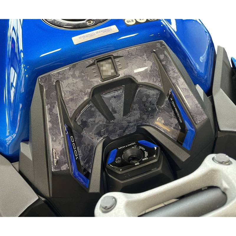 Resin Bike Aufkleber für Motorrad Kompatibel mit Suzuki GSX S 1000 2021-2022 Blau Miami. Schlüsselschutz vor Stößen und Kratzern. 3D-Harzklebstoff - Stickers - Made in Italy von Resin Bike