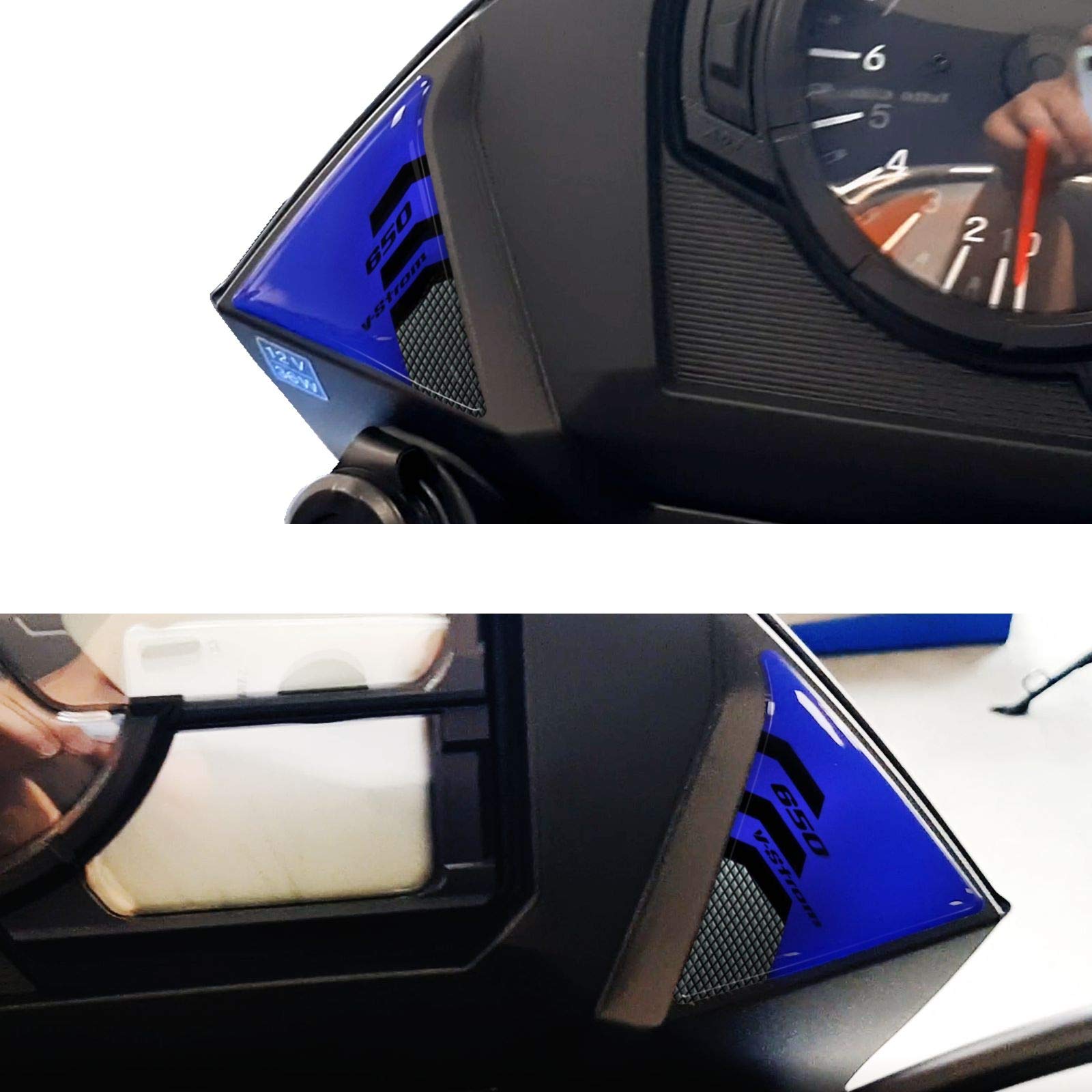 Resin Bike Aufkleber für Motorrad Kompatibel mit Suzuki V-Strom 650 XT ABS 2020-2021 Schwarz-Blau. Armaturenbrettschutz vor Stößen und Kratzern. Paar 3D-Harzklebstoff – Stickers - Made in Italy von Resin Bike