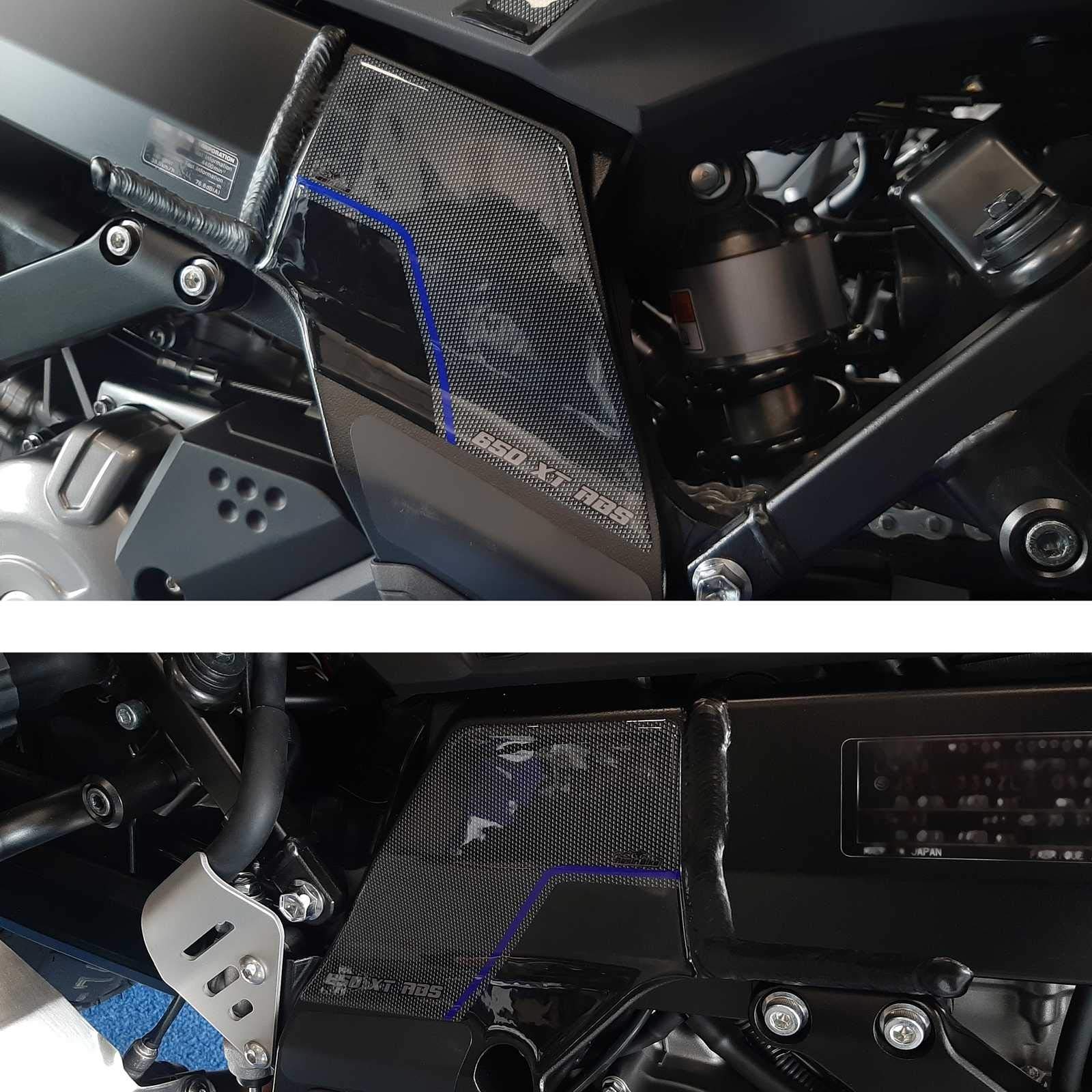 Resin Bike Aufkleber für Motorrad Kompatibel mit Suzuki V-Strom 650 XT ABS 2020 2021 Schwarz-Blau. Untere Tankseitenschutzgitter vor Stößen und Kratzern. Paar 3D-Harzklebstoffaufkleber - Stickers von Resin Bike