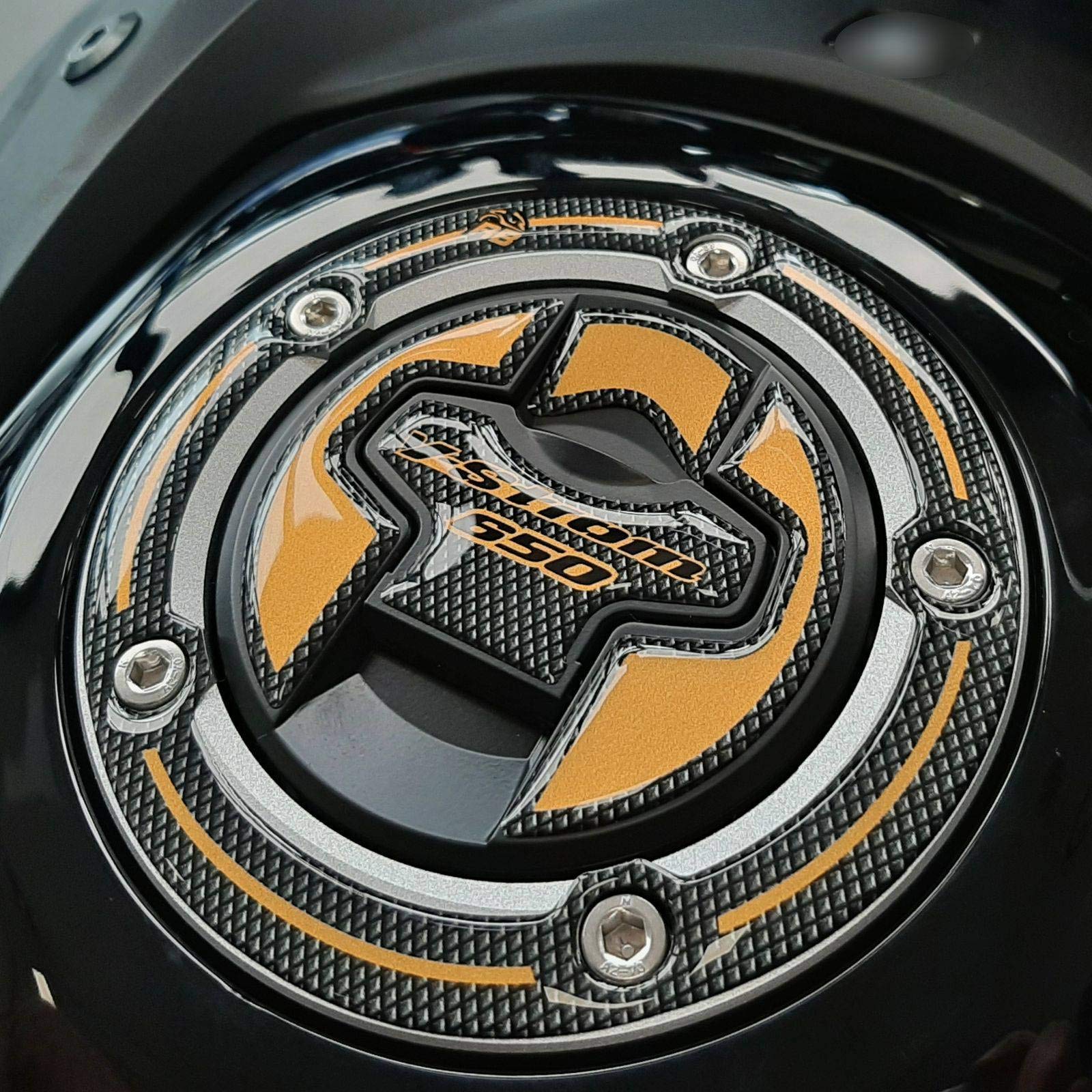 Resin Bike Aufkleber für Motorrad Kompatibel mit Suzuki V-Strom 650 XT ABS 2020 2021 Gelb Metallic. Seitenschutzgitter vor Stößen und Kratzern. 3D-Harzklebstoff - Stickers - Made in Italy von Resin Bike