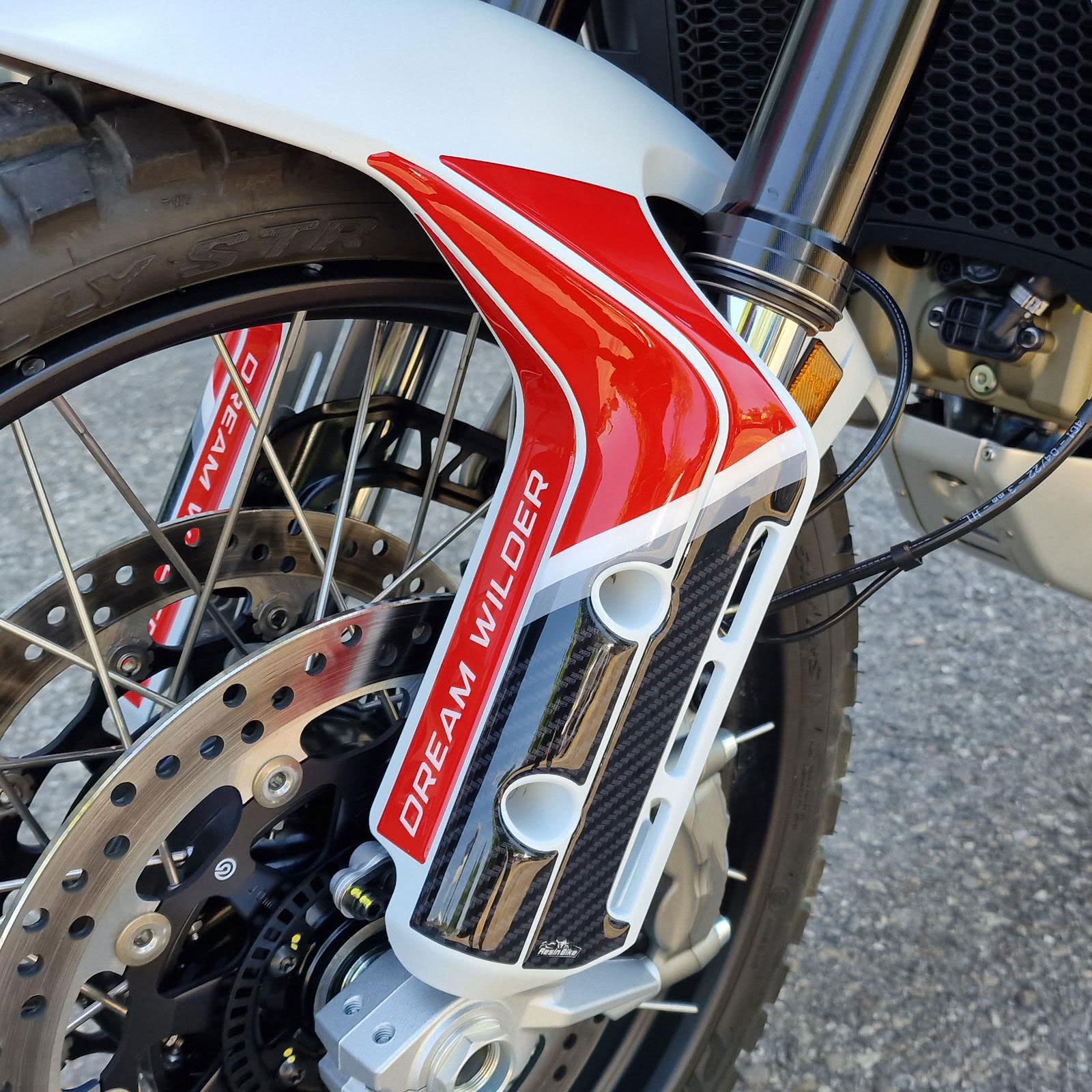 Resin Bike Aufkleber für Motorrad Kompatibel mit Ducati DesertX 2022. Kotflügelstützen vor Stößen und Kratzern. 3D-Harzklebstoff für Motorrad – Stickers - Made in Italy von Resin Bike