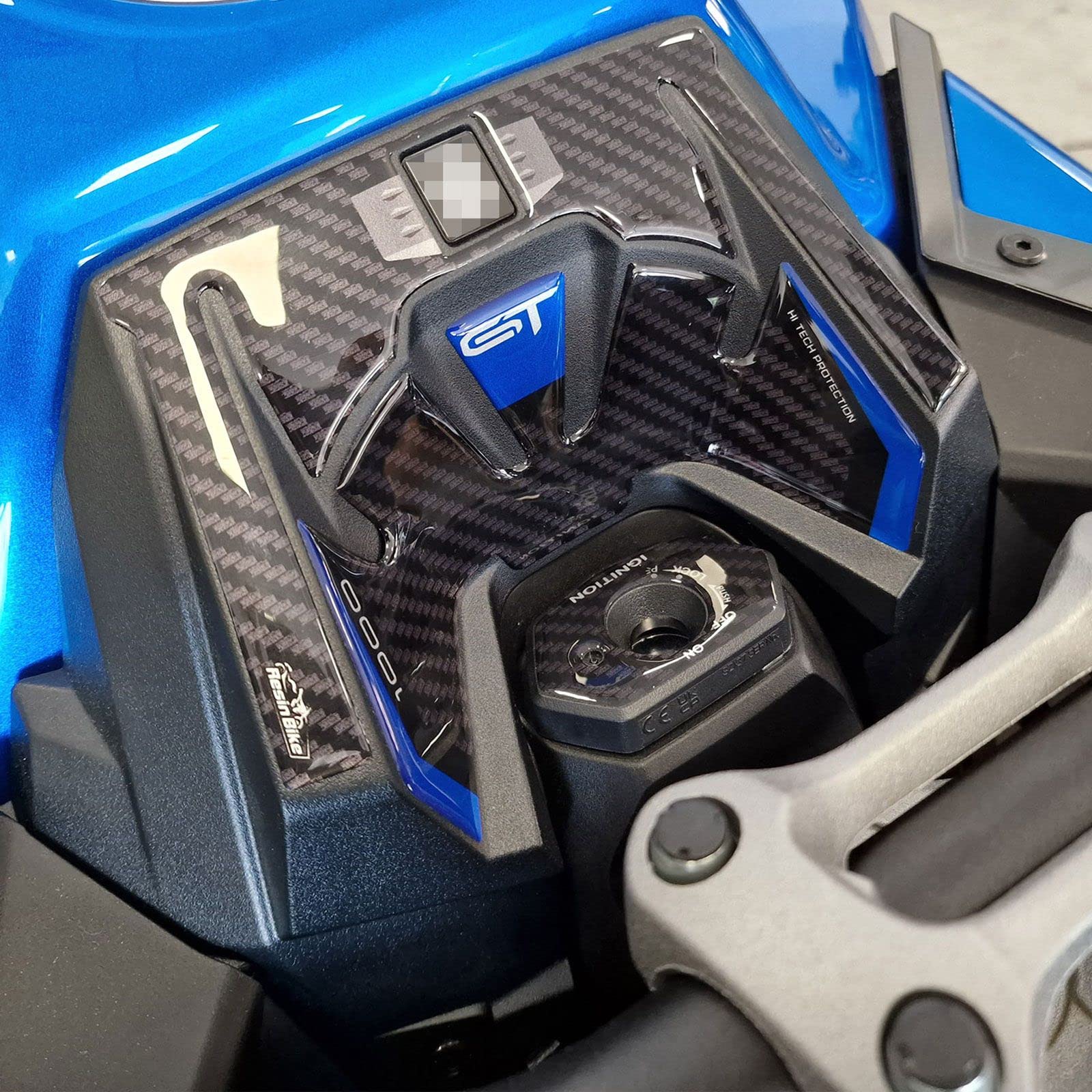 Resin Bike Aufkleber für Motorrad Kompatibel mit Suzuki GSX-S 1000 GT 2022 Metallicblau. Schlüsselschutz vor Stößen und Kratzern. 3D-Harzklebstoff - Stickers - Made in Italy von Resin Bike
