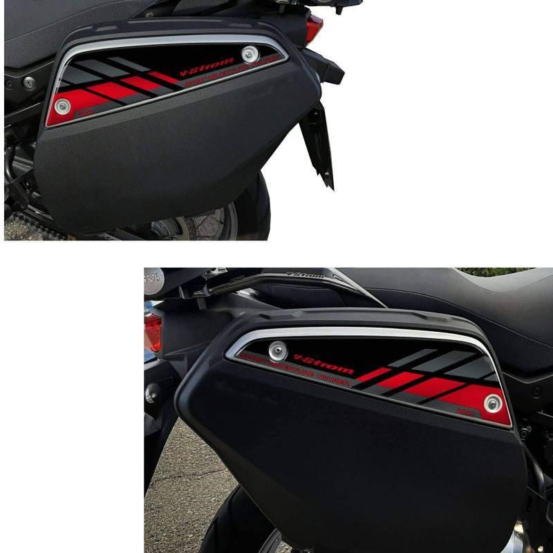 Resin Bike Aufkleber für Motorrad Kompatibel mit Suzuki V-Strom 650 1000 und 1050 2017-2021 Schwarz-Rot. Seitenschutzgitter vor Stößen und Kratzern. Paar 3D-Harzklebstoff - Stickers - Made in Italy von Resin Bike