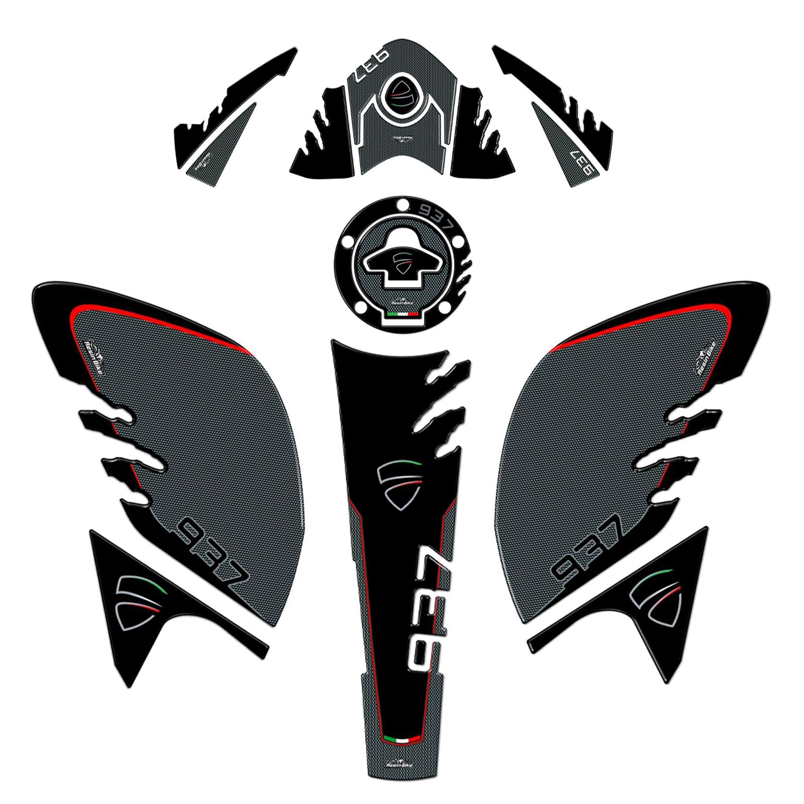 Resin Bike Kit Aufkleber Motorrad Kompatibel Mit Ducati Monster 937 2021-2023. Schutz Motorrad Tank-Schutzfolie vor Stößen und Kratzern. Kit Aufklebersatz 3D-Harzklebstoff - Stickers Made in Italy von Resin Bike