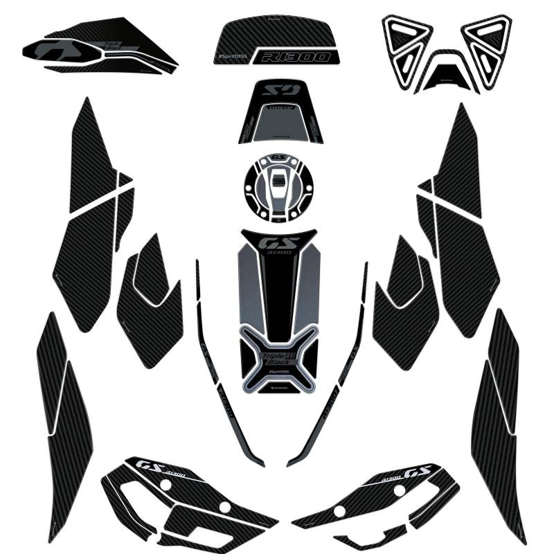 Resin Bike Kit Integral Aufkleber Kompatibel Mit BMW R1300GS Triple Black 2023-2025. Schutz Motorrad Tank-Schutzfolie vor Stößen und Kratzern. Kit Aufklebersatz 3D-Harzklebstoff - Made in Italy von Resin Bike