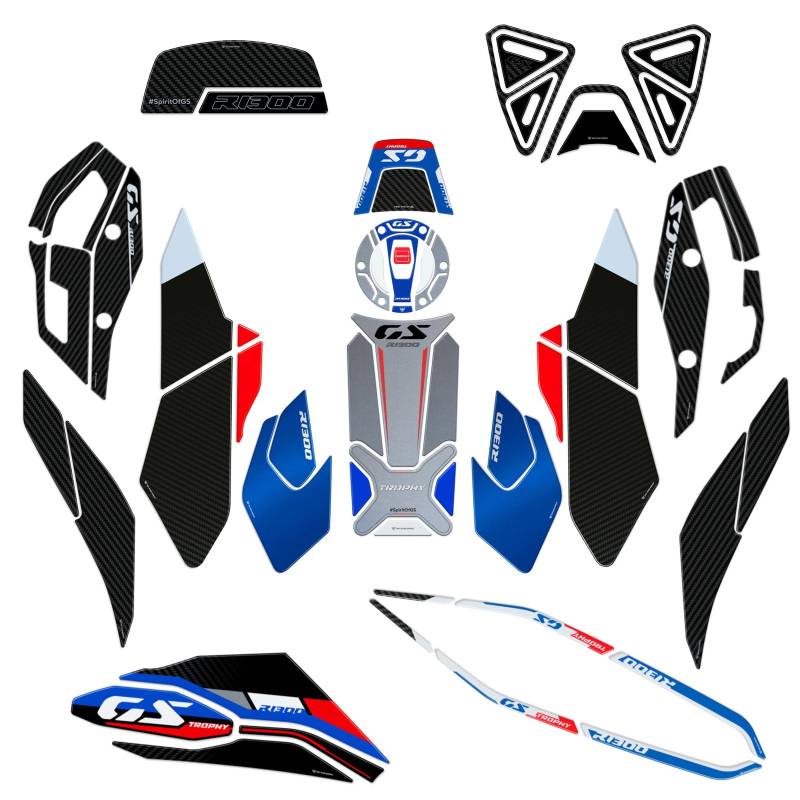 Resin Bike Kit Integral Aufkleber Kompatibel Mit BMW R1300GS Trophy 2023-2025. Schutz Motorrad Tank-Schutzfolie vor Stößen und Kratzern. Kit Aufklebersatz 3D-Harzklebstoff - Stickers Made in Italy von Resin Bike