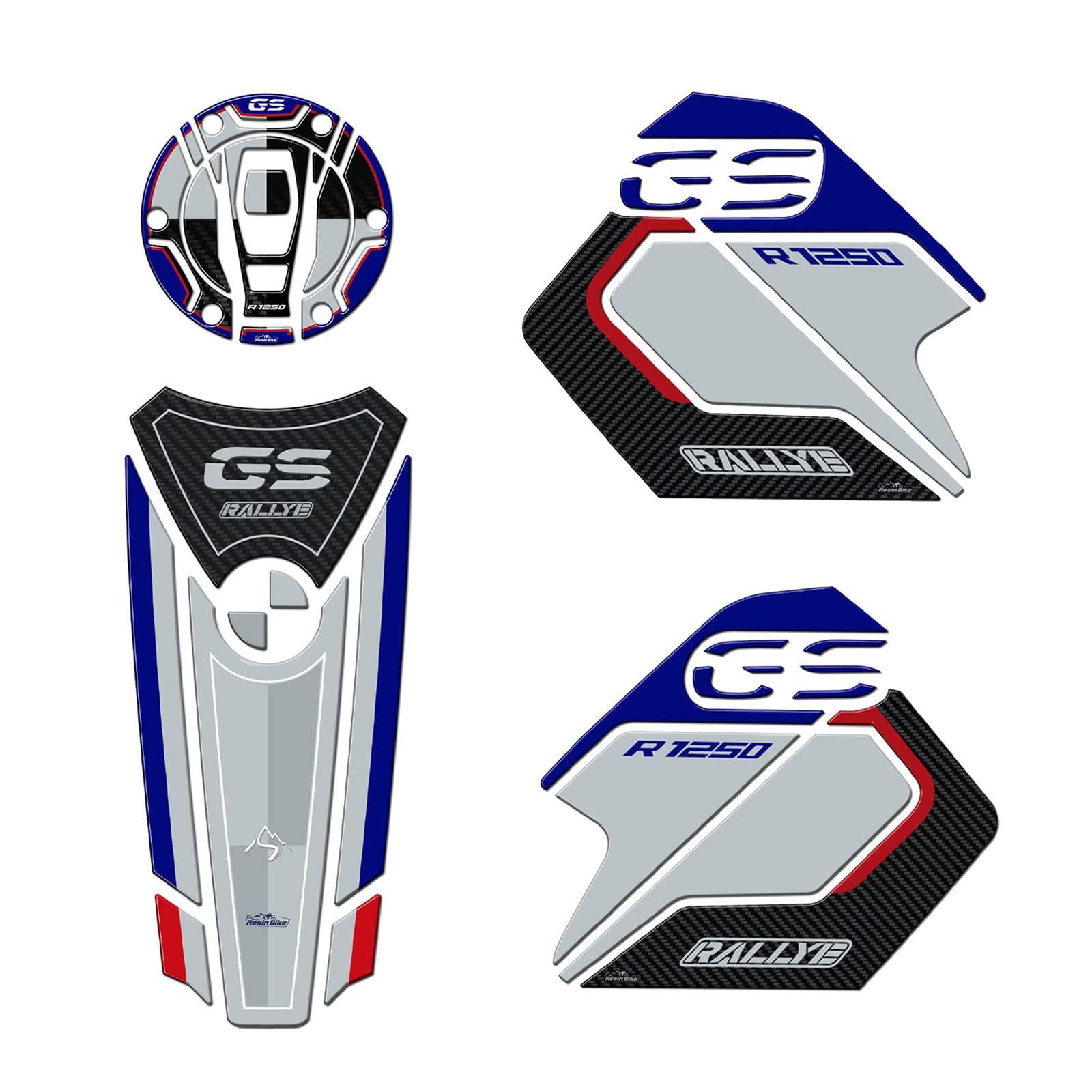 Resin Bike Aufkleber für Motorrad Kompatibel mit BMW R 1250 GS Adventure Rallye 2022. Tankabdeckung und Tankdeckelschutz vor Stößen und Kratzern. 3D-Harzklebstoff Set – Stickers - Made in Italy von Resin Bike