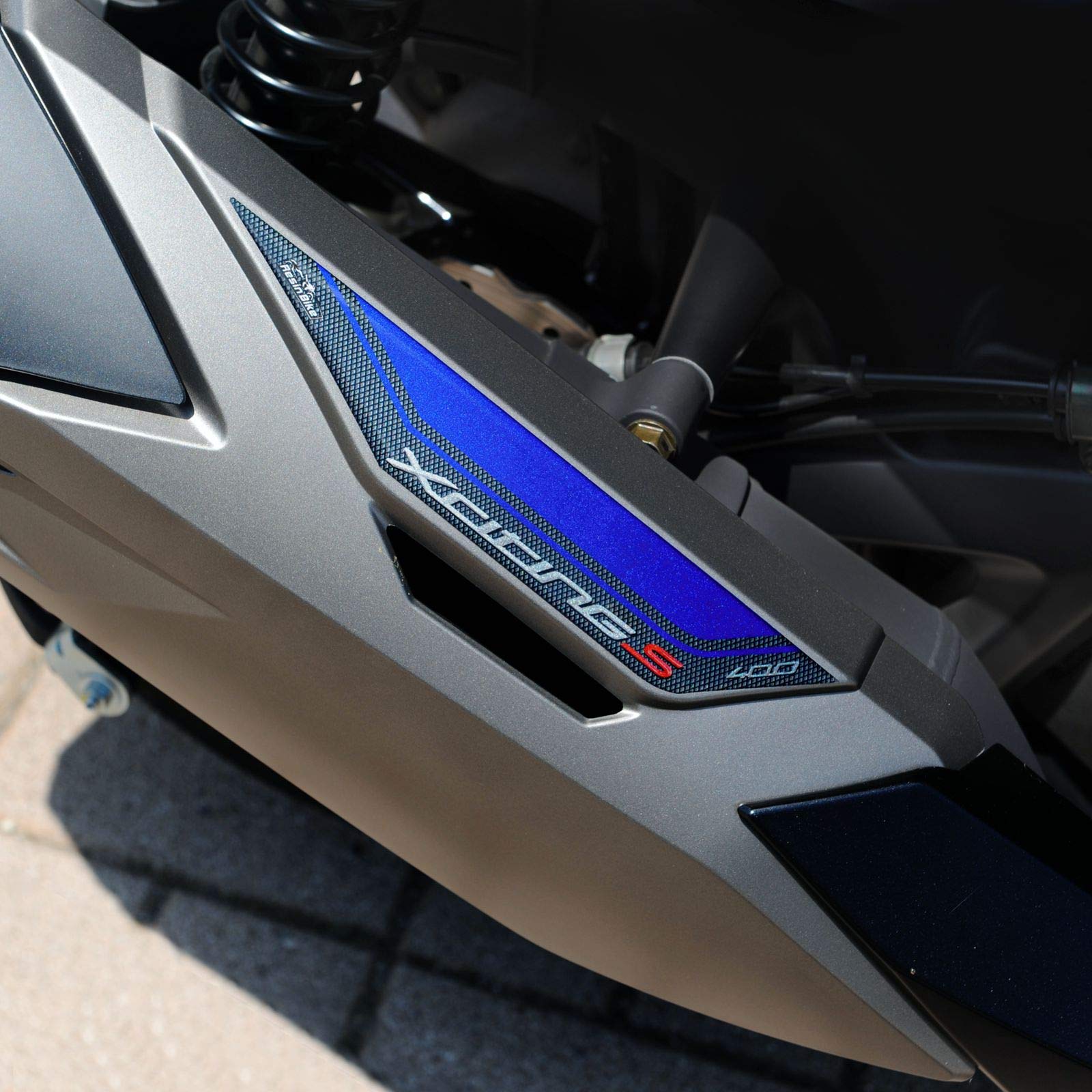 Resin Bike Aufkleber für Motorrad Kompatibel mit Kymco Xciting 400s 2019. Marmittenschutz vor Stößen und Kratzern. 3D-Harzklebstoff. Motorrad-Gadget - Stickers - Made in Italy von Resin Bike