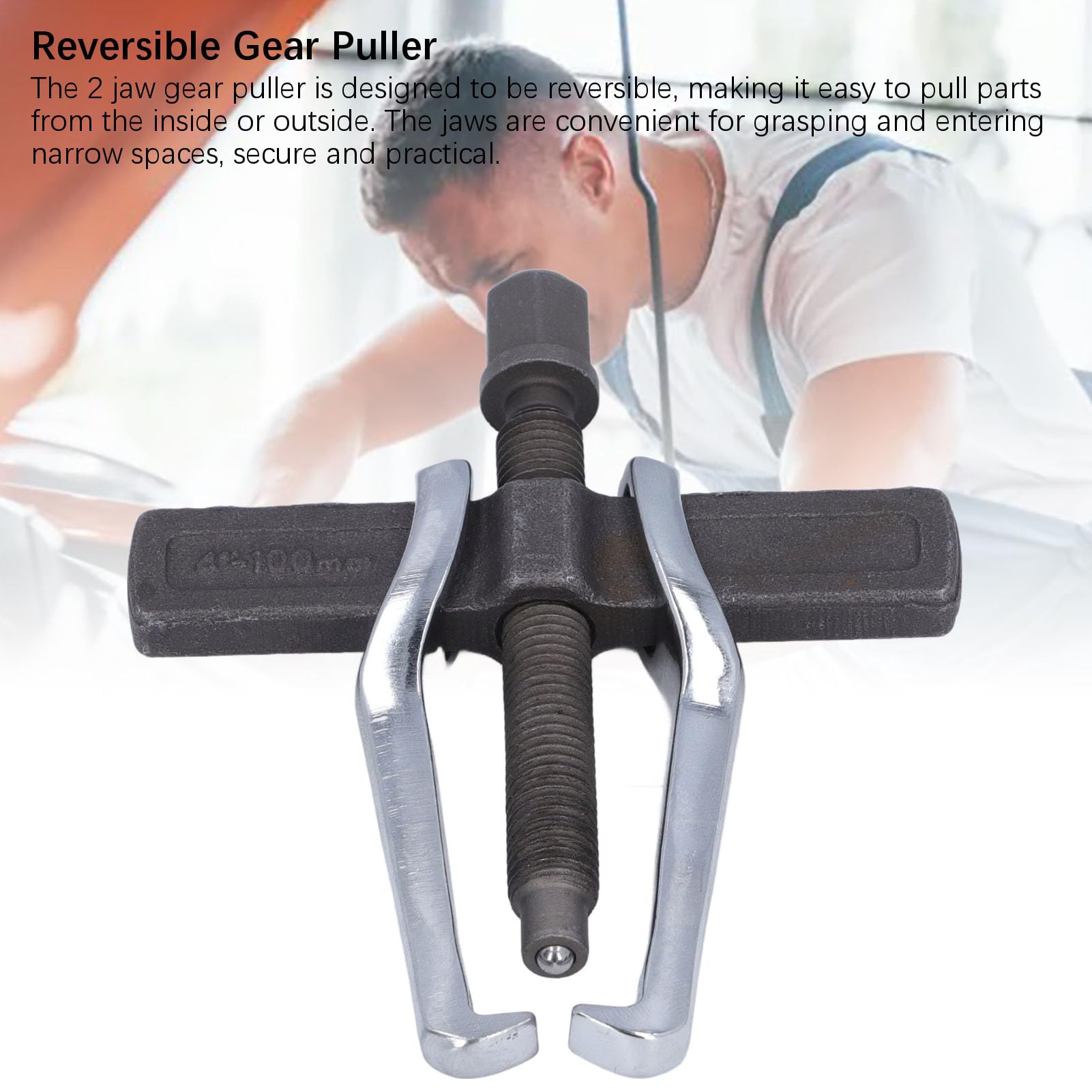 Resefinem 4 Zoll 2 Kiefer Puller CRV Stahl Reversible Lagernextraktorentfernung für Riemenscheiben Innere und Externe Getriebelager ideal für die Reparatur von Automobil- und von Respicefinem