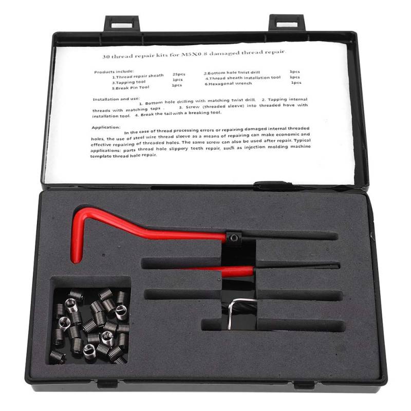 Respicefinem 30Pcs Thread Repair Kit Stainless Steel Twisted Drill Wrench Tap Insertion Tool M5x0.8 for High Voltage Switchgear Microwave Communication Auto Parts Air Separation von Respicefinem